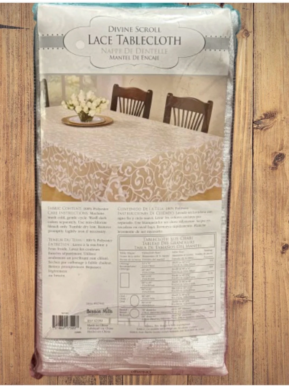 Divine Scroll White Lace Tablecloth 60x84 Oblong MCM Cottagecore Benson Mills